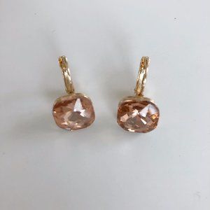 Morganite Stone Gold Solitaire Drop Earrings